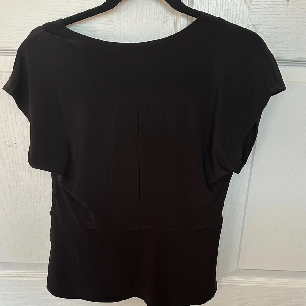 White House Black Market Elegant Black Wrap Blouse - Picture 4 of 5